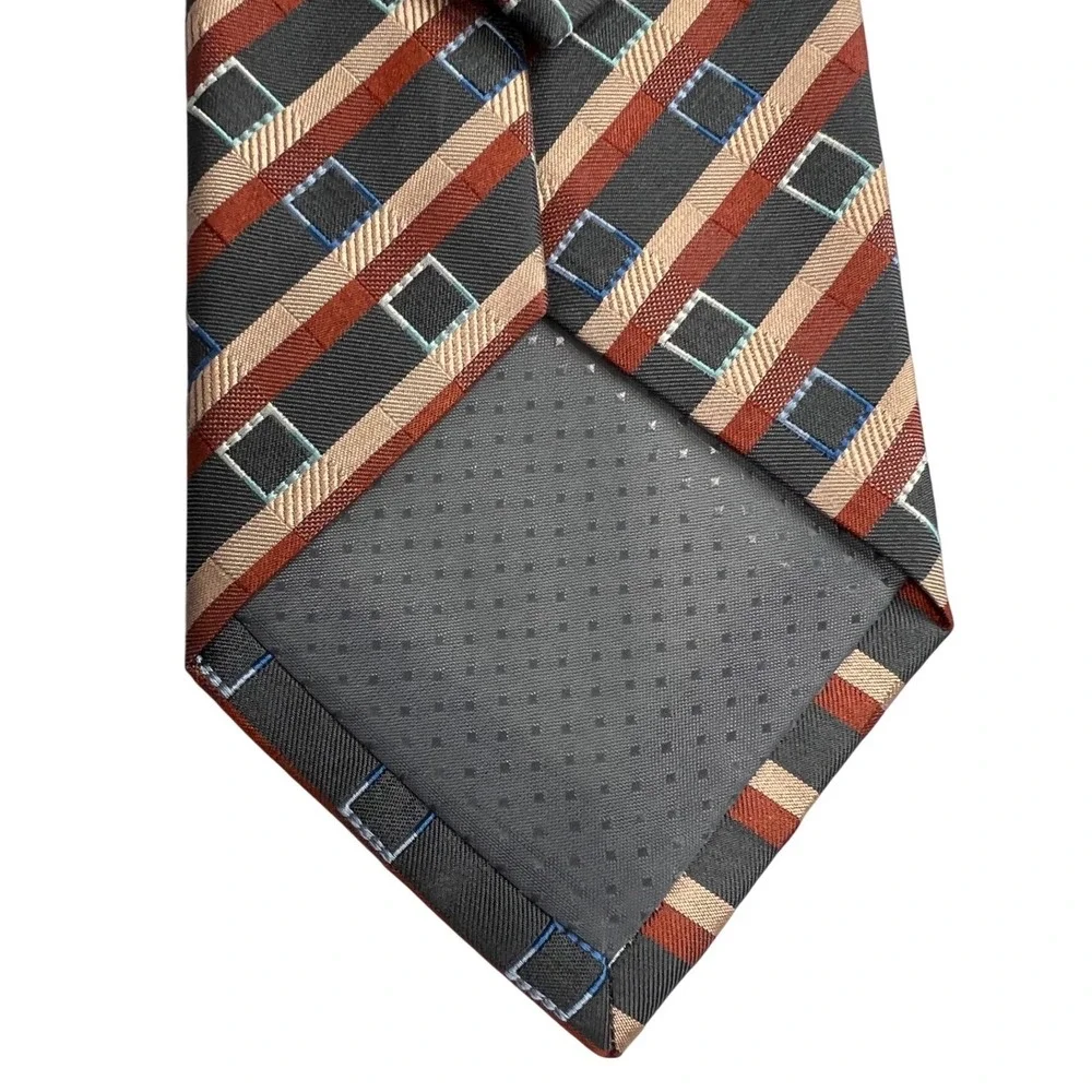 Luciano Versi Men's Tie‎ Grey Copper Reine Seide Stripe Classic 100% Silk A68